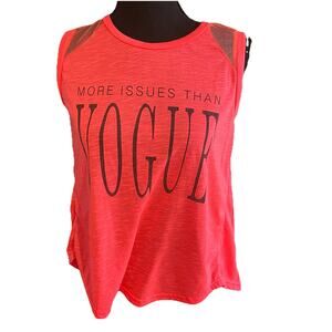 More Issues Than Vogue Tank Top Attitude Hot Pink Mesh Womens Medium Open Back
